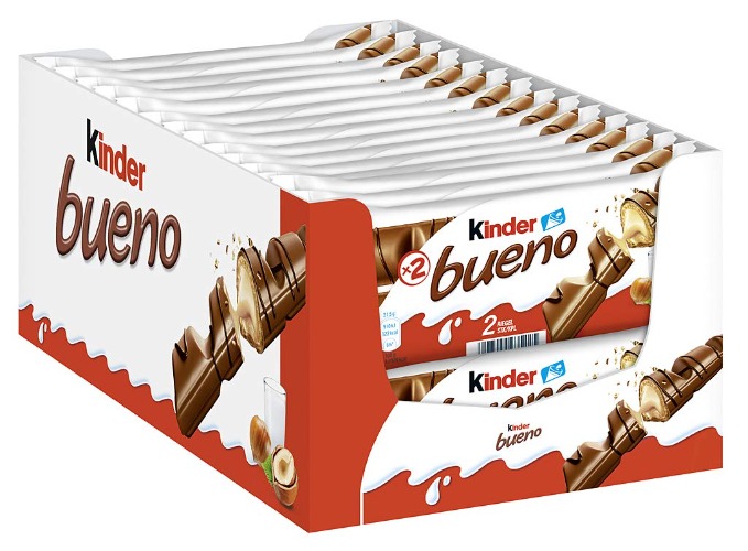Ferrero kinder bueno – Schokoriegel mit Milch-Haselnuss-Creme – 30 Packungen mit je 2 Einzelriegeln (30 x 43 g)