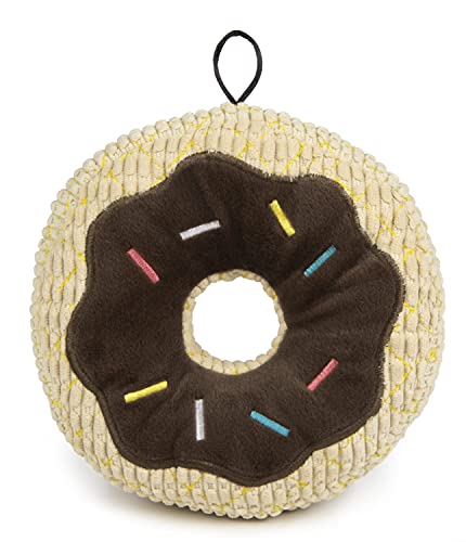 TrustyPup Tough 'N Fun Chocolate Donut Squeaky Plush Dog Toy, Chew Guard Technology - Brown, Large - Tough 'N Fun - Large - Tough 'N Fun - Chocolate Donut (Brown)