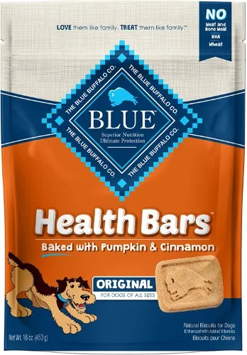 Blue Buffalo Health Bars Natural Crunchy Dog Treats Biscuits, Beef 16-oz Bag - Pumpkin & Cinnamon 16 Ounce (Pack of 1)