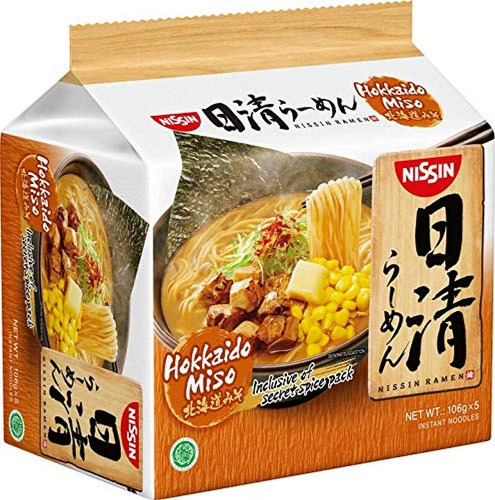 Nissin Ramen Hokkaido Miso Instant Noodle 5 Packets, 530 g