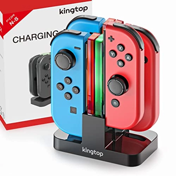 Nintendo Switch Joy-Con Charging Dock KINGTOP 4 in 1 Charger Stand and Charging Holder with Individual LED Indicator