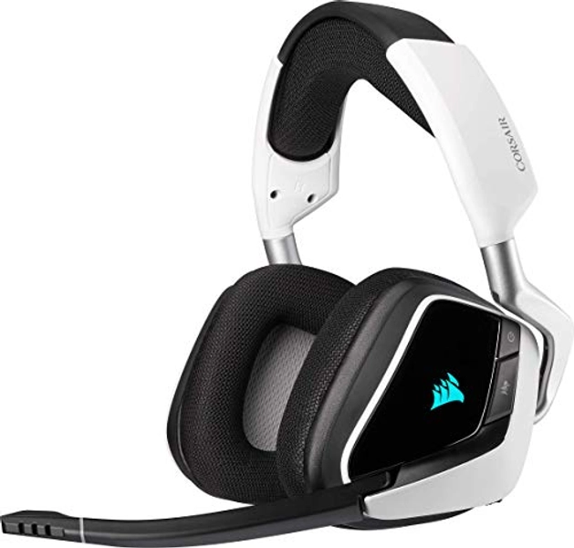 Corsair VOID ELITE Wireless Gaming Headset (7.1 Virtual Surround Sound, 2.4 GHz Low Latency Wireless, 12 meters Range, Customizable RGB Lighting with PC, PS4 Compatibility) - White