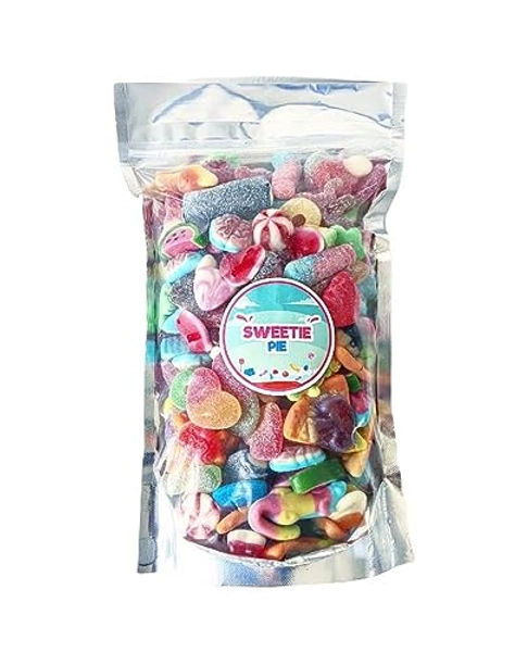 Sweetie Pie Pick & Mix Sweets Quality Pic n Mix Jelly Sweets Large Candy Bag Mixed Pick and Mix Sweets Selection Fizzy And None Fizzy 1KG Pick n Mix Resealable Pouch Share Bag - FRESH SOFT TASTE