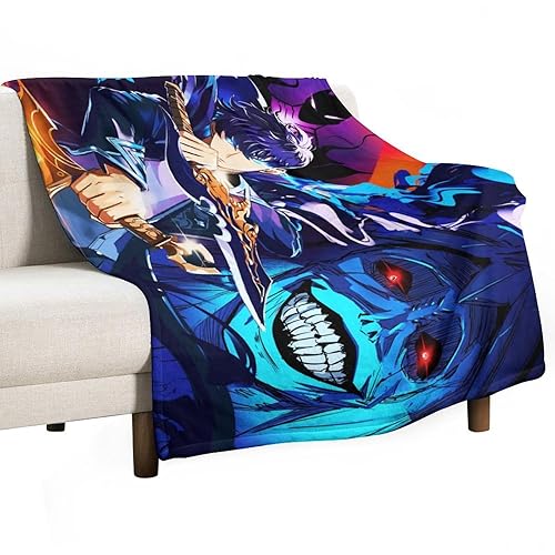 Solo Game Throw Blanket for Boys Girls Leveling Printed Lightweight Bed Fleece Blankets Soft Warm Fluffy Flannel Blanket Couch Sofa Bedding Throws for Women Men All Season Caring Gift 50"x60" - Color11 - 50"x60"