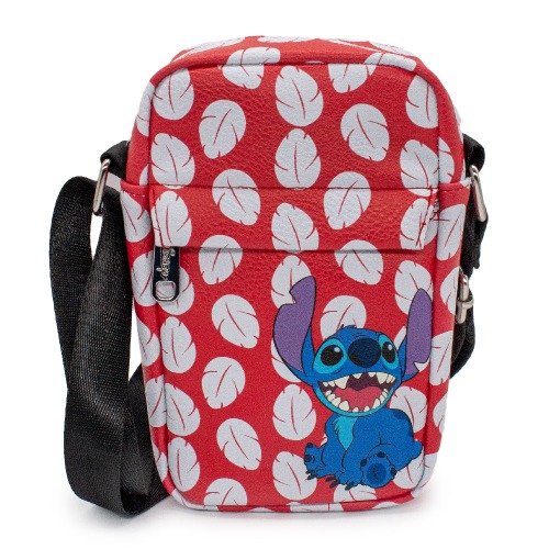 Women's Crossbody Wallet - Lilo & Stitch Stitch Smiling Pose and Leaves Red White | Default Title