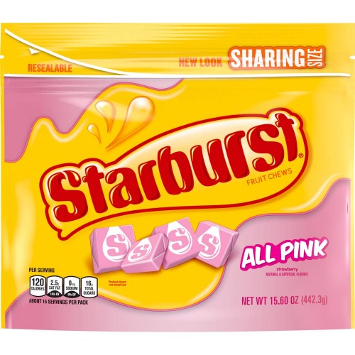 STARBURST All Pink Fruit Chews Chewy Candy Bulk Pack, Sharing Size, 15.6 oz Bag (Pack of 6)