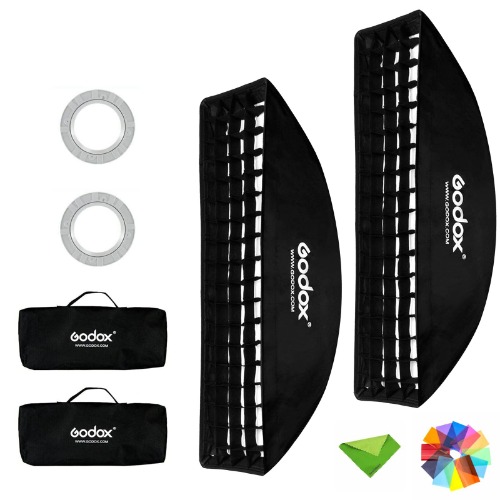 Godox 9x35 inches / 22 * 90cm Honeycomb Strip Softbox Grid Softbox & Bowens Mount Speedring Bowens Mount for Studio Strobe Flash Light Speedlight Speedlite(2PCS)