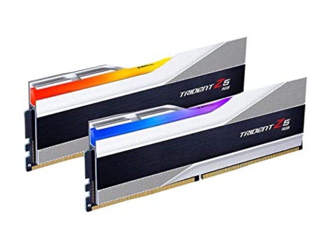 G.SKILL Trident Z5 RGB Series (Intel XMP 3.0) DDR5 RAM 64GB (2x32GB) 6400MT/s CL32-39-39-102 1.40V Desktop Computer Memory UDIMM - Metallic Silver (F5-6400J3239G32GX2-TZ5RS)