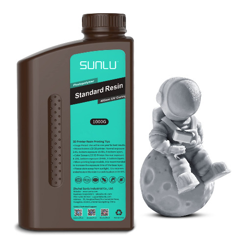 SUNLU Standard 3D Printer Resin, 405nm UV Light Hardening Resin, SLA Resin 3D Printer Photopolymer Resin, LCD 3D Printing Resin, Low Shrinkage and Fast Curing, 1000G Resin, Solid Grey