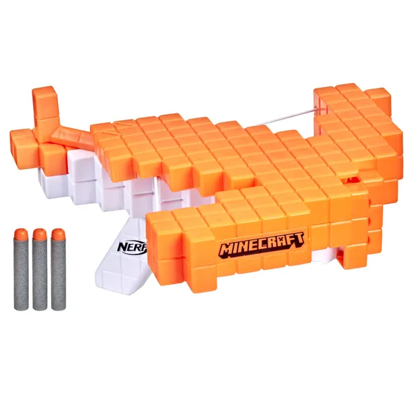 NERF Minecraft Pillager's Crossbow, Dart-Blasting Crossbow, Includes 3 Elite Darts, Real Crossbow Action, Pull-Back Priming Handle - 