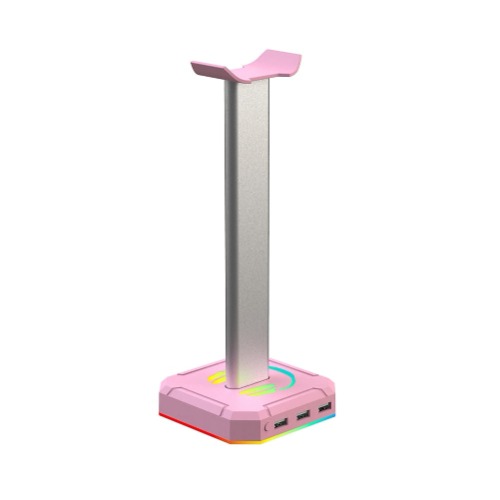 LED Headset Stand & Display - Pink 3USB Ports