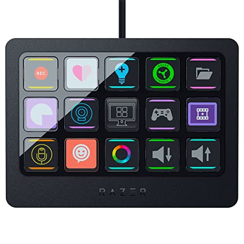 Razer Stream Controller X (15 Switchblade-Tasten, Multi-Link-Makros, austauschbare magnetische Frontplatte, abnehmbarer 50° Anti-Rutsch-Magnetfuß) Schwarz - Stream Controller X