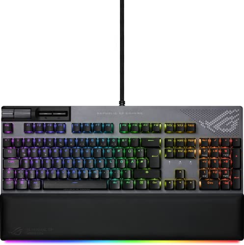 ASUS ROG Strix Flare II Animate mechanische Gaming Tastatur (austauschbare ROG NX-Switches, PBT-Doubleshot-Tastenkappen, LED-Display, 8000 Hz, Aura Sync RGB-Beleuchtung, DE QWERTZ-Layout) schwarz - ROG Strix Flare II Animate - Kabelgebunden