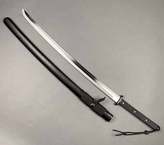 Musha Handmade 39.5" Tactical Samurai Katana with 1045 Carbon Steel Full Tang Blade. for Collections for Beginner, Straw Mat Cutting Training Practice (Katana)
