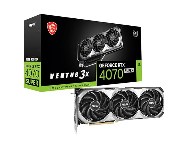 MSI GeForce RTX 4070 SUPER 12G VENTUS 3X OC Gaming Graphics Card - 12GB GDDR6X, PCI Express Gen 4, 192-bit, 3x DP v 1.4a, HDMI 2.1a (Supports 4K & 8K HDR) - RTX 4070 SUPER 12G VENTUS 3X OC