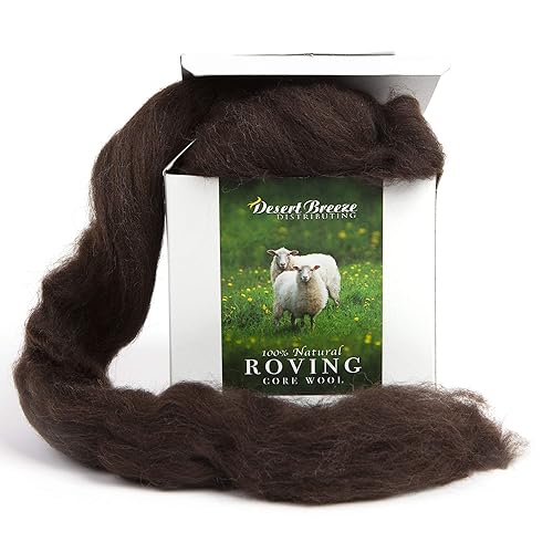 100% Natural Wool Roving Top, Un-dyed Dark Chocolate, 8 OZ Corriedale, Made in South America, Best Core Wool for Needle Felting, Wet Felting, Spinning, Dryer Balls, Big Yarn Roving, 28.5 Micron - Dark - Corriedale