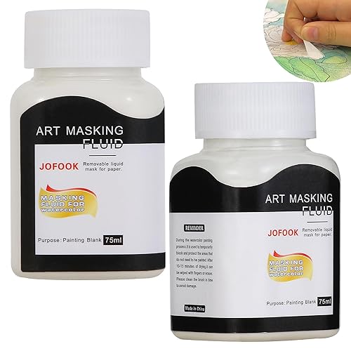 JOFOOK 150-Milliliter Watercolor Art Masking Fluid,For Ink-Watercolor-Gouache-Painting & Illustration,Two Bottles