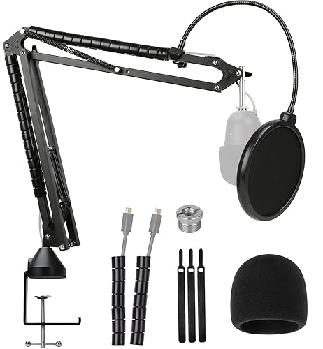Razer Seiren Mini Boom Arm Stand - Microphone Arm with Mic Cover Foam, Mic Pop Filter Suit Compatible with Razer Seiren Mini by YOUSHARES