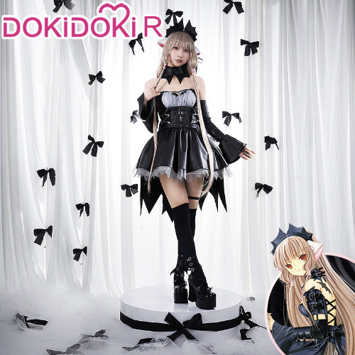 【Size S-4XL】DokiDoki-R Anime Chobits Cosplay Chi Cosplay Costume Freya Black Dress | M-PRESALE