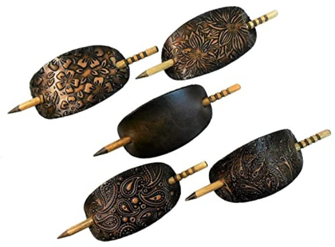Leather Hair Barrettes with Sticks