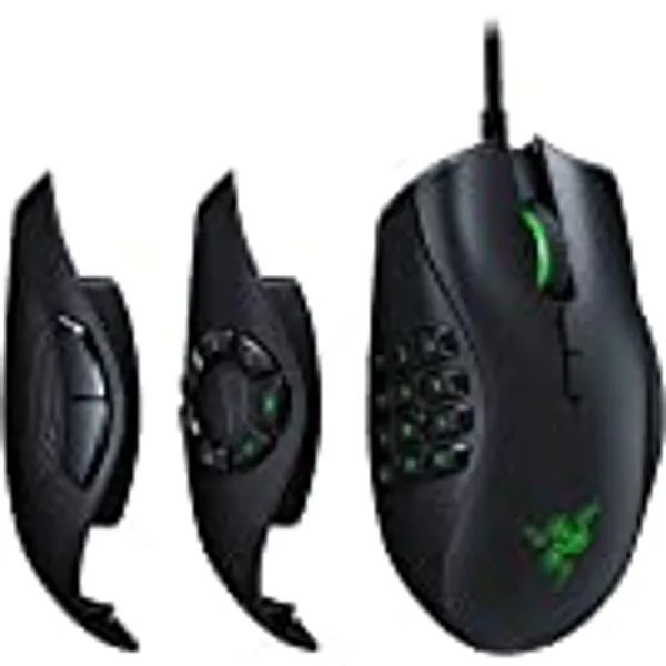 Razer Naga Trinity - Modular Wired Gaming Mouse (3 Interchangeable Side Plates, 16,000 DPI 5G Optical Sensor, Up to 19 Programmable Buttons) Black