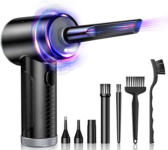 Compressed Air Duster Keyboard Cleaner - Electric Air Duster Cleaner for Keyboard and Computer, Rechargeable Cordless Keyboard Cleaner for Office, Replaces Compressed Air Cans for Deep Cleaning - Black