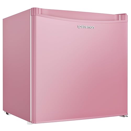 Upstreman 1.7 Cu.ft Mini Fridge with Freezer, Dorm Essentials, Adjustable Thermostat, Energy Saving, Low Noise, Single Door Compact Refrigerator for Dorm, Office, Bedroom, Pink-FR17 - Pink