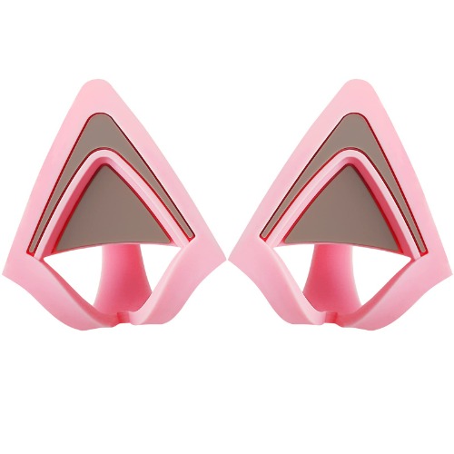 WeThinkeer Pink Kitty Ears for Headsets, Lovely Attachable Accessory for Headphones, Adjustable Straps, Universal Fit, Sturdy and Washable, Great Gift for Your Family and Friends