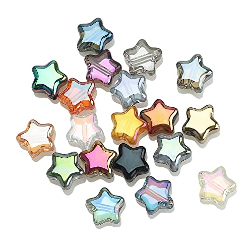 200Pcs Star Beads Star Spacer Beads Star Shape Beads Star Pony Beads Beads Star for Jewelry Bracelet Necklace Making, 8mm - A