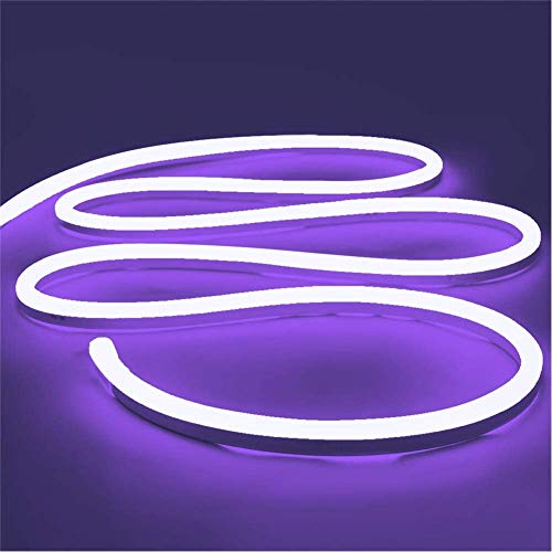 iNextStation Neon LED Strip Light 16.4ft/5m Neon Light Strip 12V Silicone LED Neon Rope Light Waterproof Flexible LED Neon Lights for Bedroom Indoors Outdoors, Purple (Power Adapter not Included) - Purple