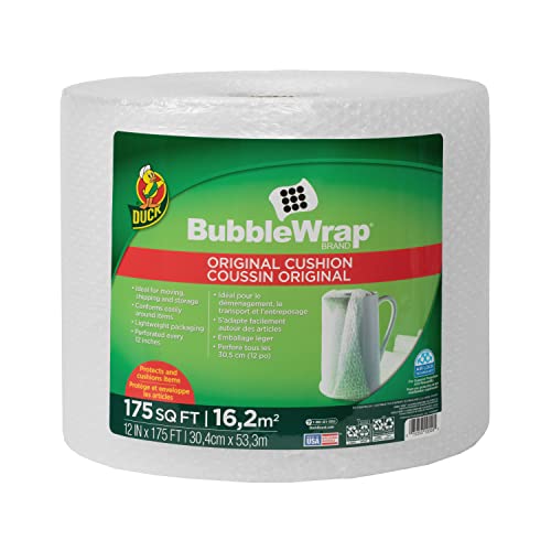 Duck Brand Bubble Wrap Roll, Original Bubble Cushioning Wrap for Packing, Shipping, Mailing, and Moving, Perforated Every 12", 12" x 175' (286891) - 12 in. x 175 ft.