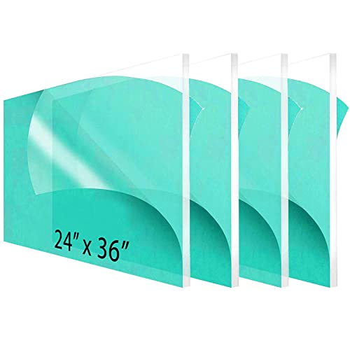 (2 Pack) 1/8" Thick Clear Acrylic Sheets - 24" x 36" Pre-Cut Plexiglass Sheets for Craft Projects, Signs, Sneeze Guard, and More - Cut with Laser, Power Saw, or Hand Tools - 24"x36", 1/8" Thick - 2