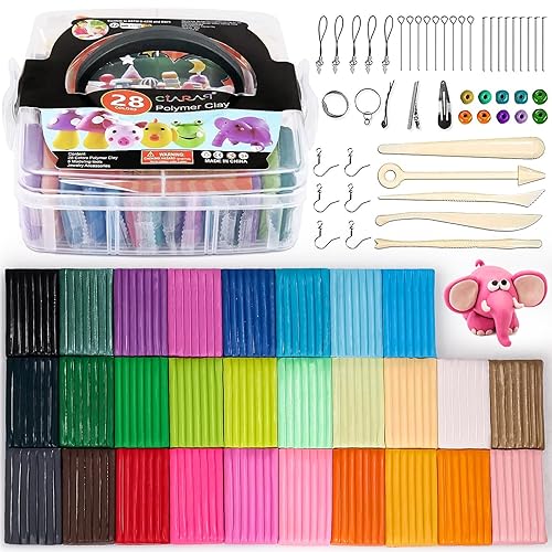 CiaraQ Polymer Clay Starter kit, Oven Bake Modeling Clay with Sculpting Tools, 28 Colors,1.7 lb - 28 Colors - 20g / pcs