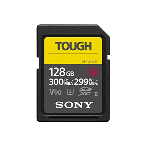 Sony TOUGH-G series SDXC UHS-II Card 128GB, V90, CL10, U3, Max R300MB/S, W299MB/S (SF-G128T/T1) - 128GB - Card