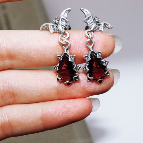 'Dark Night' Zircon Bat Earrings