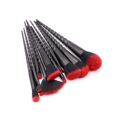 10pcs Red Makeup Brushes Set