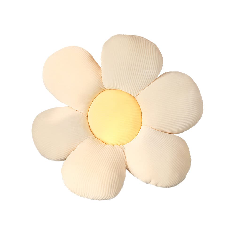 ACYOUNG Flower Floor Cushion Tatami Flower Shaped Plush Decor Comfortable Seat Cushion for Children's Room Home Sofa Decoration (40 x 40 cm, White & Yellow - a)