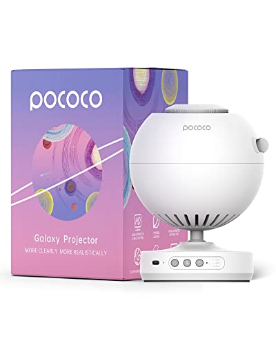 POCOCO Galaxy Lite Star Projector, Real Starry Sky Home Planetarium Room Decoration Night Light Lamp Baby, Galaxy Star Projector for Kids Party Birthday Christmas Gift (White) [Energy Class A+++]