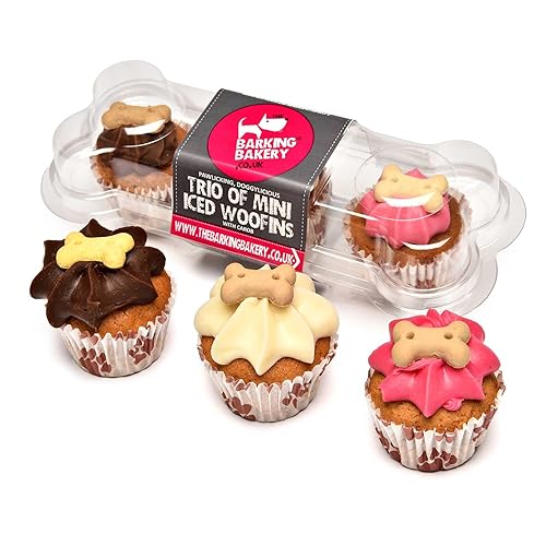 DOG TREATS Trio Mini Iced Woofin. Dog Birthday Cake For Dogs/Puppy. Small Biscuits/Ice Cake Treats. Dog Training Treats/Puppy Training Treats. Bakery Fresh Dog Treat Made In UK By The Barking Bakery. - Iced