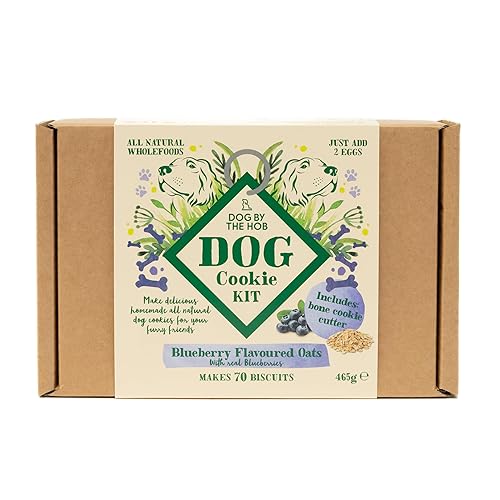 Dog By The Hob - Cookie Making Kit for Dogs | Blueberry & Oat Flavour | Included Bone Shaped Cookie Cutter | Ideal Dog Lover's Makes Over 70 Cookies - Blueberry & Oats