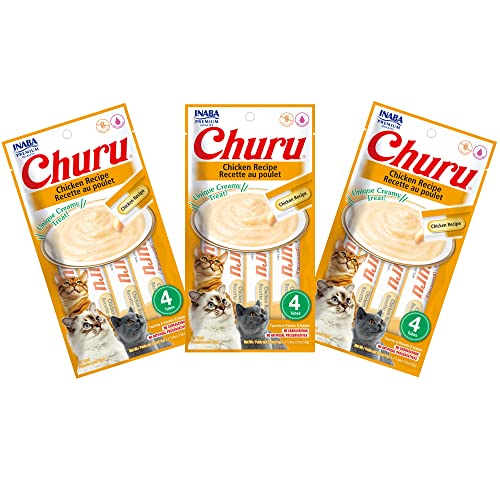 INABA Churu Chicken Recipe Lickable Purée Natural Cat Treats 12 Tubes - Chicken - 0.5 Ounce (Pack of 12)