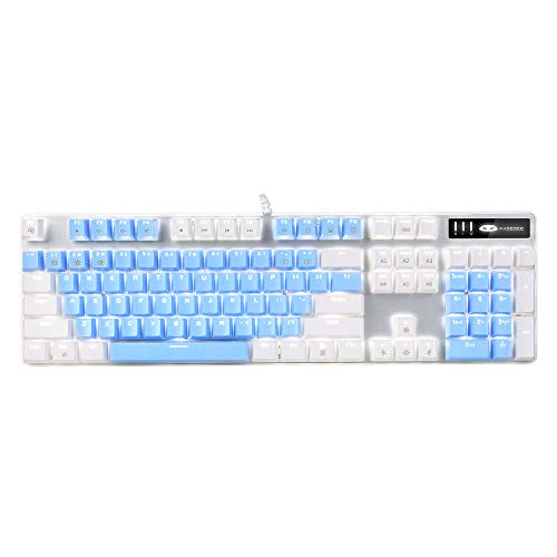 MageGee Mechanical Gaming Keyboard, New Upgraded Blue Switch 104 Keys White Backlit Keyboards, USB Wired Mechanical Computer Keyboard for Laptop, Desktop, PC Gamers(White & Blue) - White & Blue - Blue Switch