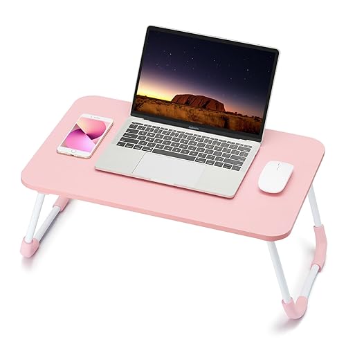 Ruxury Folding Lap Desk Laptop Stand Bed Desk Table Tray, Breakfast Serving Tray, Portable & Lightweight Mini Table, Lap Tablet Desk for Sofa Couch Floor - Pink - Pink - Large