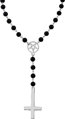 Sacina Gothic Bead Cross Necklace, Cross Choker, Layered Cross Choker Necklace, Goth Necklace, Gothic Necklace, Halloween Christmas New Year Goth Jewelry Gift for Women