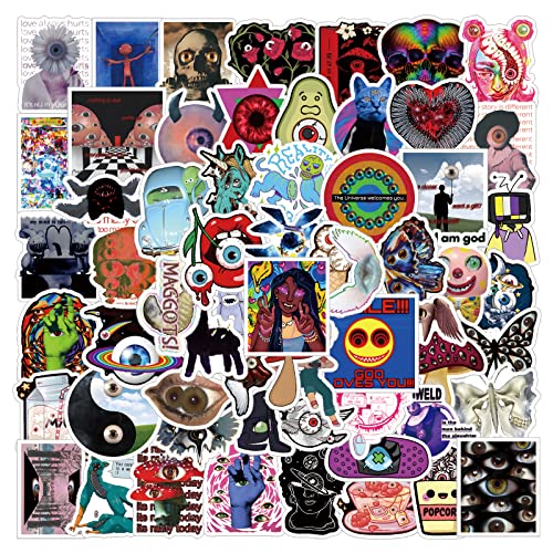 62Pcs Weirdcore Stickers Pack, Eye Trippy Stoner Psychedelic Aesthetic Art Vinyl Waterproof Sticker Decals for Water Bottle,Laptop,Phone,Skateboard,Scrapbooking,Gutair,Bumper Gifts for Teens Adults