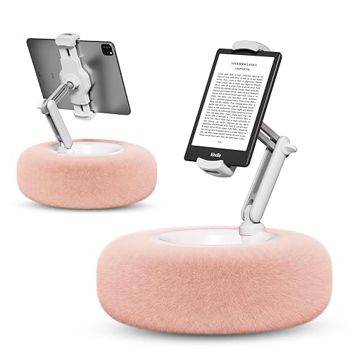SupeDesk Kindle Halterung Kissen,Tablet Ständer,ipad Ständer,Tablet Halterung,kompatibel mit 4,7-13" Kindle/Telefon/Tablet,verstellbare Handy Halterung für Bett,Sofa, Videos shauen, weich & bequem - Rosa