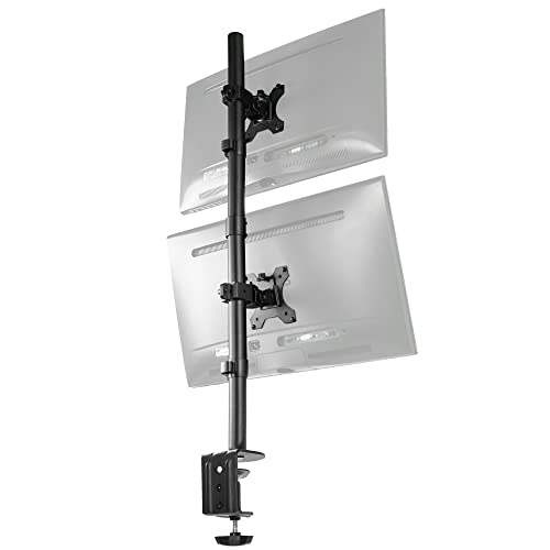 VIVO Dual Vertically Stacked Monitor Desk Mount, Extra Tall Adjustable Stand for 2 Ultrawides up to 34 inches, 22 lbs Capacity, Black, STAND-V002T - Black