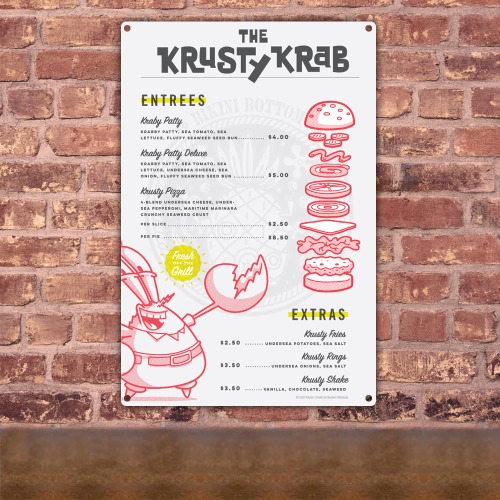 SpongeBob SquarePants The Krusty Krab Menu Metal Sign | 12" x 18"