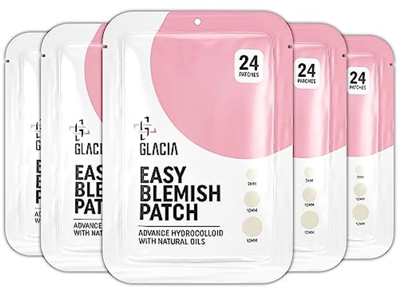 Pimple Patches by Glacia® – 120 Pack of Hydrocolloid Patches, Spot Patches for All Skin Types – Spot Stickers Acne Patch Made With Natural Oils, Tea Tree and Calendula For Fast Acting Skincare