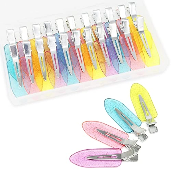 24 Pcs No Bend Hair Clips, No Crease Hairpin Creaseless Styling Curl Clips for Styling Sectioning Hairstyle Bangs Waves Makeup Accessories for Women Girls(Blue,Yellow, Pink, Purple)